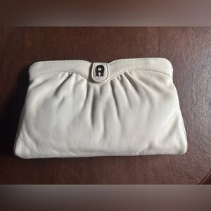 Etienne Aigner Cream Leather Clutch
